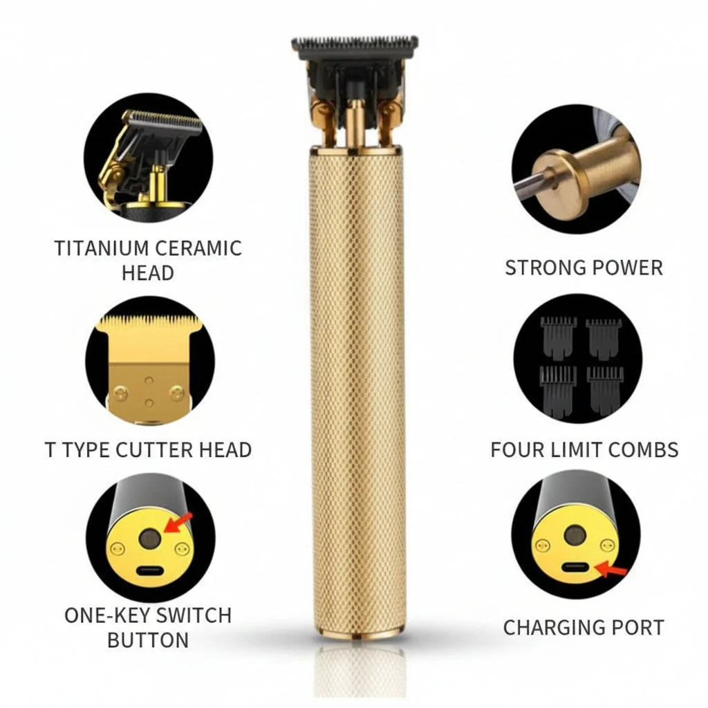 Beard Trimmer Rechargeable Fast Charging Cordless Pro T Blade - Image 3