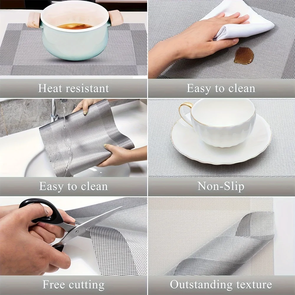 Heat-Resistant PVC Placemats Washable Non-Slip Table Mats Set - Image 2