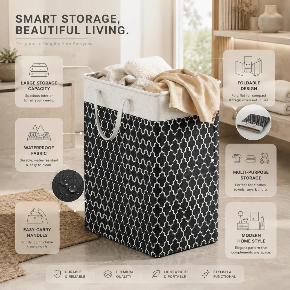 Laundry Basket Clothes Hamper Foldable Design - Image 3
