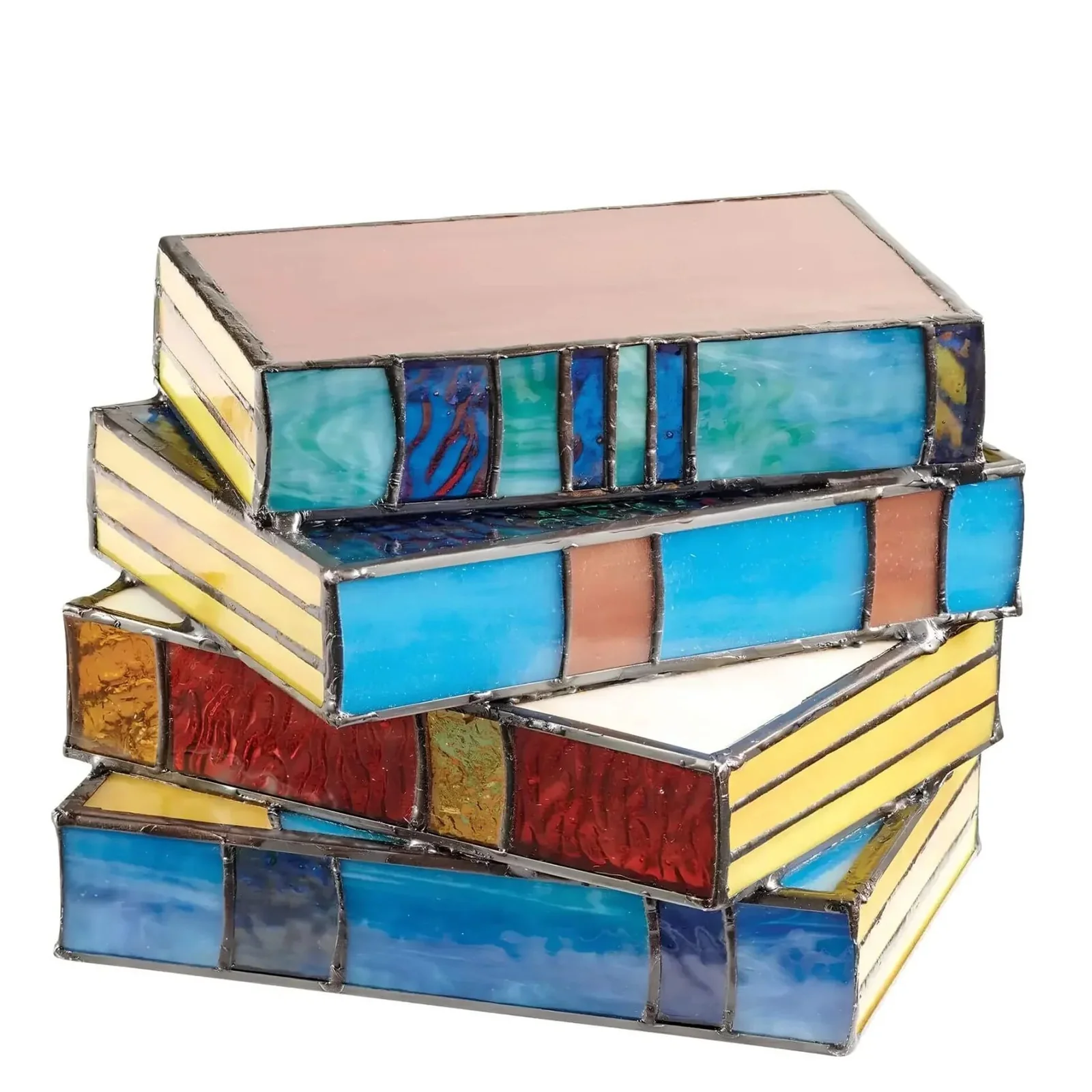 Table Lamp Stained Glass Lamp Book Stack Design Artistic Lamp - Image 2