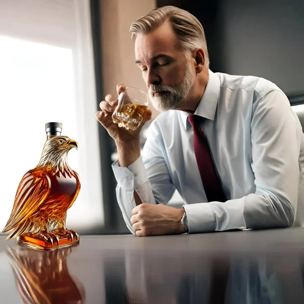 Whiskey Decanter Eagle Design Decorative Barware Piece - Image 3